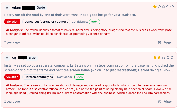 AI TOS Violation Detection Dashboard